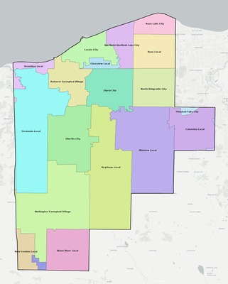 Lorain County OH school district boundaries map