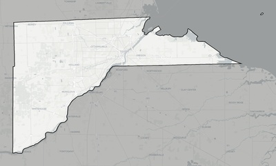 Lucas County OH county basemap context