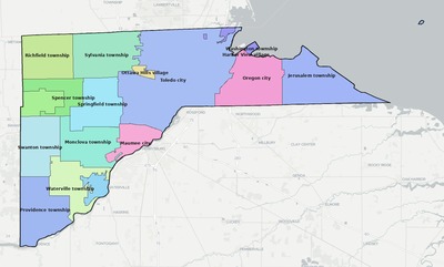 Lucas County OH townships and subdivisions map