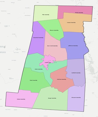Madison County OH townships and subdivisions map