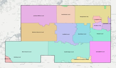 Mahoning County OH school district boundaries map