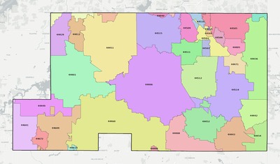 Mahoning County OH ZIP code boundaries map