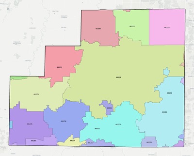 Medina County OH ZIP code boundaries map