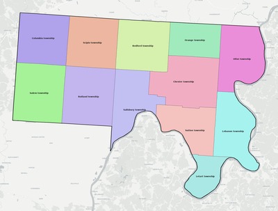 Meigs County OH townships and subdivisions map