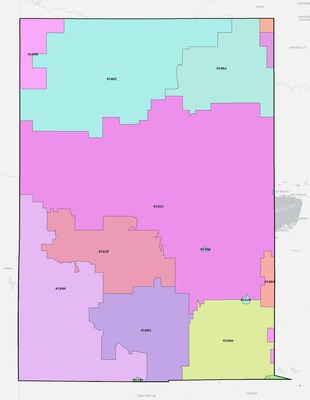Mercer County OH ZIP code boundaries map