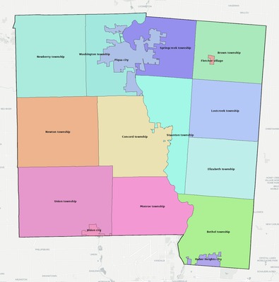 Miami County OH townships and subdivisions map