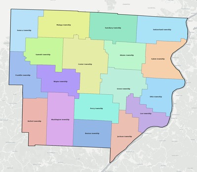 Monroe County OH townships and subdivisions map