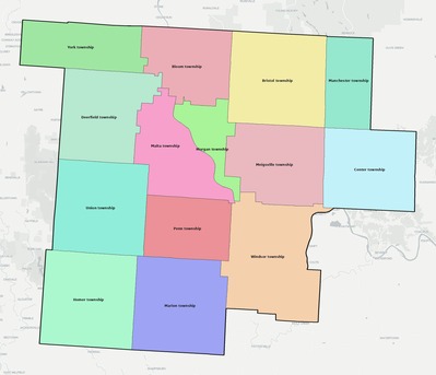 Morgan County OH townships and subdivisions map