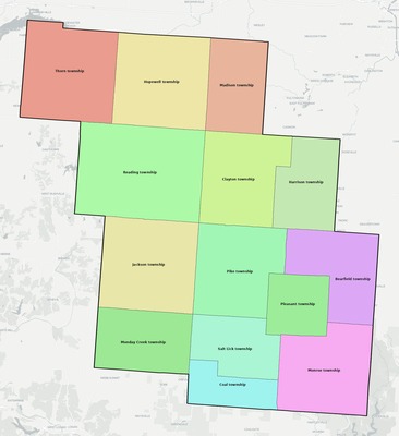 Perry County OH townships and subdivisions map