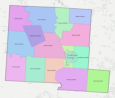 Pickaway County OH townships and subdivisions map