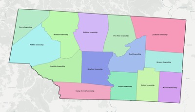 Pike County OH townships and subdivisions map