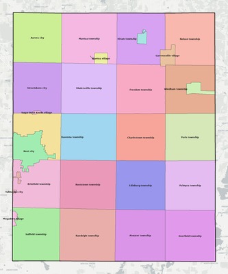 Portage County OH townships and subdivisions map