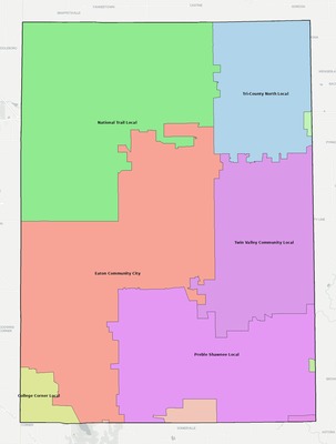 Preble County OH school district boundaries map