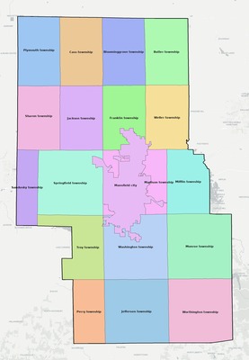 Richland County OH townships and subdivisions map