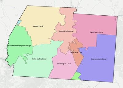 Ross County OH school district boundaries map