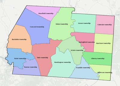 Ross County OH townships and subdivisions map