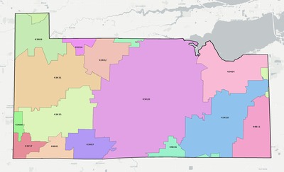 Sandusky County OH ZIP code boundaries map
