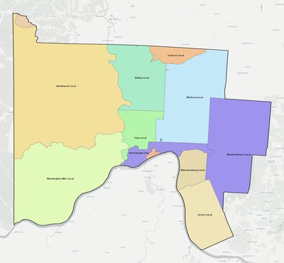 Scioto County OH school district boundaries map
