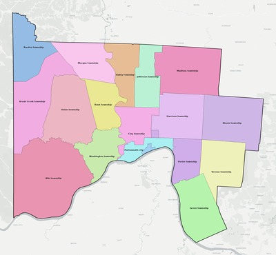 Scioto County OH townships and subdivisions map