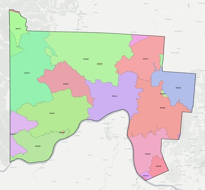 Scioto County OH ZIP code boundaries map