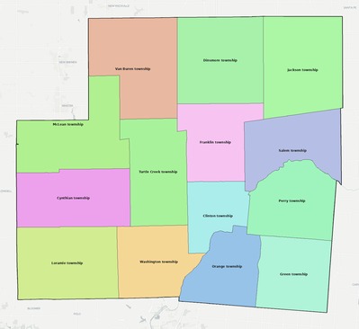 Shelby County OH townships and subdivisions map