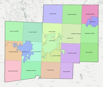 Stark County OH townships and subdivisions map