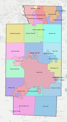 Summit County OH townships and subdivisions map