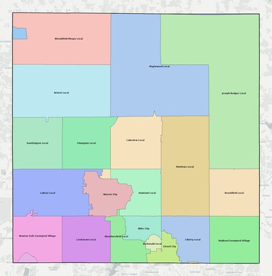 Trumbull County OH school district boundaries map