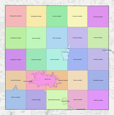 Trumbull County OH townships and subdivisions map