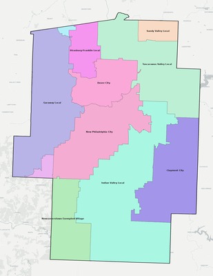 Tuscarawas County OH school district boundaries map