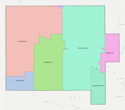 Van Wert County OH school district boundaries map