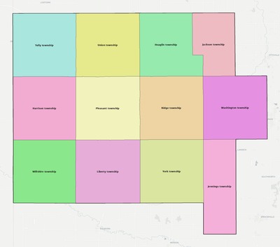 Van Wert County OH townships and subdivisions map