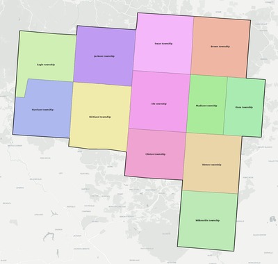 Vinton County OH townships and subdivisions map
