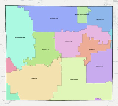 Wayne County OH school district boundaries map