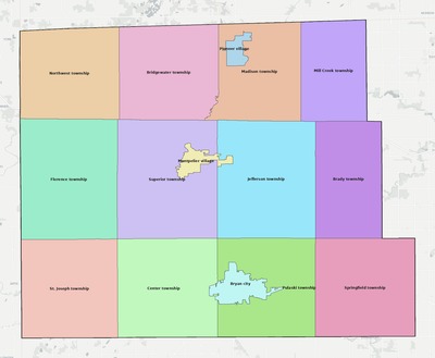 Williams County OH townships and subdivisions map