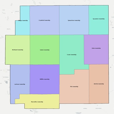 Wyandot County OH townships and subdivisions map