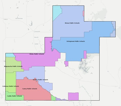 Atoka County OK school district boundaries map