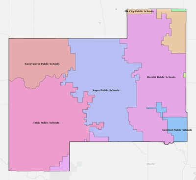 Beckham County OK school district boundaries map