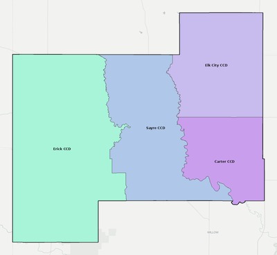 Beckham County OK townships and subdivisions map