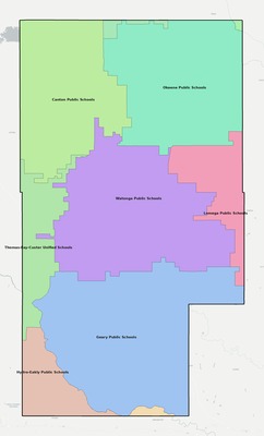 Blaine County OK school district boundaries map