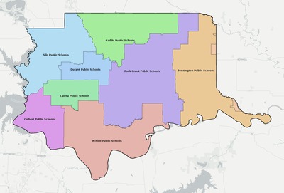 Bryan County OK school district boundaries map