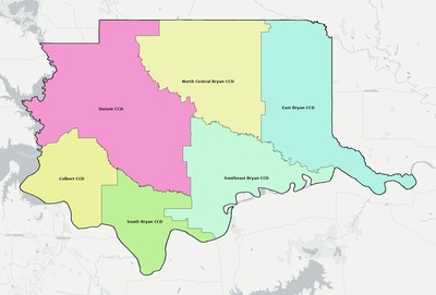 Bryan County OK townships and subdivisions map