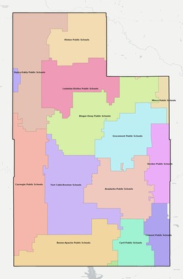 Caddo County OK school district boundaries map