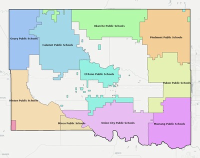 Canadian County OK school district boundaries map