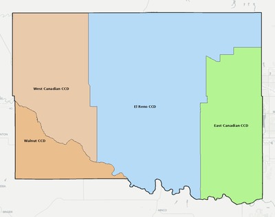Canadian County OK townships and subdivisions map