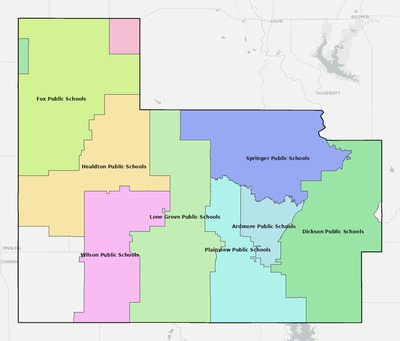 Carter County OK school district boundaries map