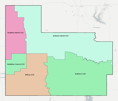 Carter County OK townships and subdivisions map