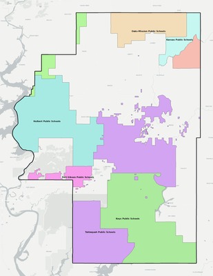 Cherokee County OK school district boundaries map