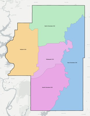 Cherokee County OK townships and subdivisions map