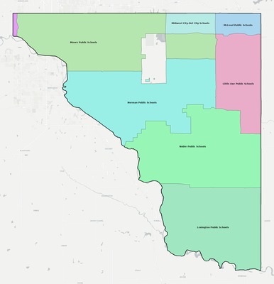 Cleveland County OK school district boundaries map